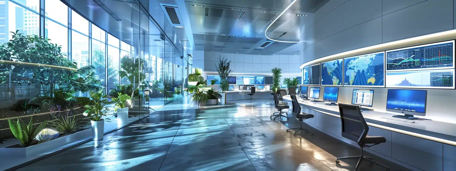 a modern office space features a sleek workstation displaying a dynamic dashboard filled with automated workflow tools and real-time collaboration features, highlighting the efficiency and security of an advanced document management solution.
